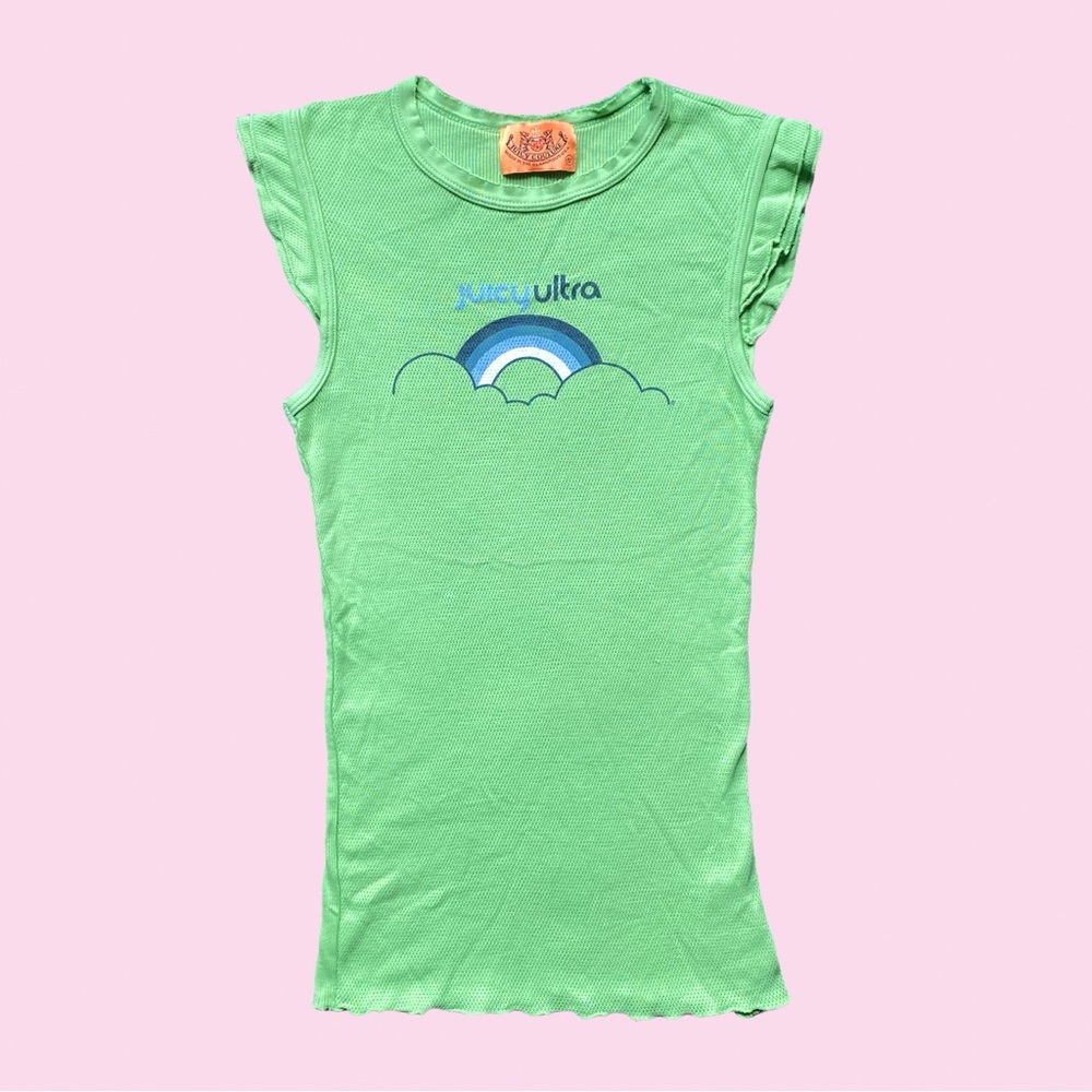 Juicy Ultra Ruffle Trim Mesh Knit Tank Top
